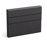 Bigso Box of Sweden Carpeta organizadora A4 con goma elástica - Organizador de documentos de tablero de fibras y papel con aspecto de lino - Carpeta portafolios de gran capacidad - negro