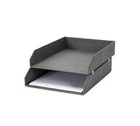 Bigso Box of Sweden Juego de 2 bandejas organizadoras - Bandeja archivadora apilable para cartas, documentos, etc. - Organizador de documentos de tablero de fibras y papel con aspecto de lino - gris