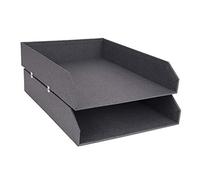 Bigso Box of Sweden Juego de 2 bandejas organizadoras de escritorio - Bandeja archivadora apilable para cartas, documentos, etc. - Organizador de documentos de tablero de fibras y papel - gris oscuro