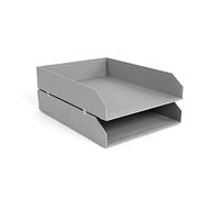 Bigso Box of Sweden Juego de 2 bandejas organizadoras de escritorio - Bandeja archivadora apilable para cartas, documentos, etc. - Organizador de documentos de tablero de fibras y papel - gris