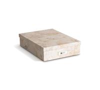 Bigso Box of Sweden Organizador de Documentos para Folios A4, Folletos, etc. - Caja de Almacenaje con tapa y Etiqueta - Organizador de Escritorio de Tablero de Fibras y Papel - Beige