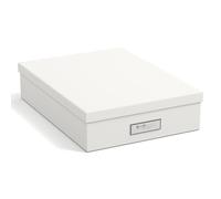 Bigso Box of Sweden Organizador de documentos para folios A4, folletos, etc. - Caja de almacenaje con tapa y etiqueta - Organizador de escritorio de tablero de fibras y papel - blanco