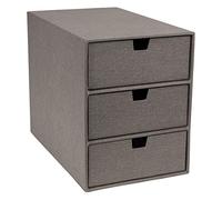 Bigso Box of Sweden Organizador de documentos y material de oficina - Cajonera pequeña con 3 cajones- Caja con cajones de tablero de fibras y papel con aspecto de lino - gris