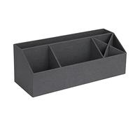 Bigso Box of Sweden Organizador de escritorio con 4 compartimentos - Bandeja clasificadora para notas, clips, bolígrafos, etc. - Caja dividida de tablero de fibras y papel con aspecto de lino - negro