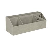 Bigso Box of Sweden Organizador de escritorio con 4 compartimentos - Bandeja clasificadora para notas, clips, bolígrafos, etc. - Caja dividida de tablero de fibras y papel con aspecto de lino - beige