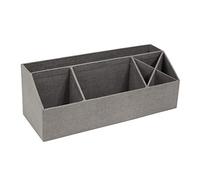 Bigso Box of Sweden Organizador de escritorio con 4 compartimentos - Bandeja clasificadora para notas, clips, bolígrafos, etc. - Caja dividida de tablero de fibras y papel con aspecto de lino - gris