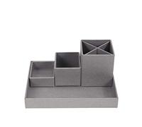 Bigso Box of Sweden Organizador de escritorio para lápices, clips, notas, etc. - Caja clasificadora con 4 compartimentos - Sistema organizador de tablero de fibras y papel - gris
