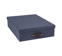 Bigso Oskar - Buzón de Lona para Documentos de Fibra de Madera, Caja organizadora de Archivos para Documentos Importantes, Almacenamiento de Documentos con Tapa y asa de Cuero, 3.3 x 10.2 x 13.8