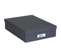 Bigso Oskar - Buzón para Documentos con Marco de Etiquetas de Tablero de Fibra | Caja organizadora de Archivos para Documentos Importantes | Caja de Almacenamiento de Documentos con Tapa y Ventana de
