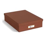 BIGSO OSKAR Caja de documentos A4 - Caja de almacenamiento con tapa y asa - Bandeja de escritorio para papel, folletos y documentos - Caja de almacenamiento de tablero de fibra y papel - Sienna