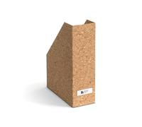 BIGSO VIKTORIA - Caja de almacenamiento con etiqueta para etiquetas, bandeja de escritorio para archivos, documentos y revistas, archivador de madera y papel reciclado, corcho