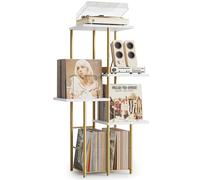 Bikoney Mueble para Tocadiscos con Almacenamiento de Vinilos - Dorado