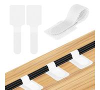 BIKPRST 50 Bridas Pequeñas de Velcro, Organizador de Cables Reutilizable para Escritorio, TV, PC, Ordenador, Blanco - Pack de 50 Unidades