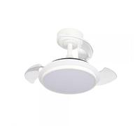 Bilake Lampara Ventilador de Techo pequeño antila Mini Blanco | Ventilador de Techo luz Regulable 35W 3000Lm aspa retráctil Motor DC