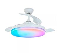 Bilake Ventilador de Techo retráctil Moderno Tahití Blanco RGB | Lampara Ventilador Techo con Mando, luz Regulable RGB y Temporizador