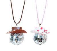 BildeeMait 2 dijes colgantes para espejo retrovisor de coche, accesorios de diseño de bola de discoteca, decoración de fiesta para el interior del hogar, ligeros para plástico, 4 cm
