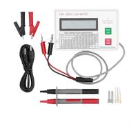BildeeMait Condensador ESR DCR Probador 0-25Ω 100kHz Medidor digital con cables de prueba Clip de batería Apagado automático para análisis de circuitos Blanco