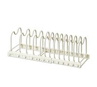 BildeeMait Estante extensible resistente para ollas y sartenes, 13 divisores ajustables, para organizar gabinetes de cocina, se adapta a tapas de utensilios de cocina de hierro fundido