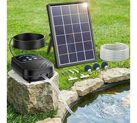 Biling Bomba de oxígeno solar para estanque de 3,5 W, con batería de 2200 mAh, manguera de 3 m, IPX5 silenciosa, bomba de aire solar silenciosa para estanque de jardín, depósito de agua de lluvia