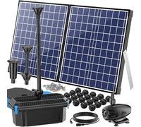 Biling Bomba solar para estanque de 50 W con filtro, 2100 L/H con 3 boquillas y regulador de caudal, cable de 8 m para estanque de jardín, pequeño estanque de peces, fuente de agua, respetuoso con el