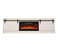 BIM Furniture Armario de TV Granero de 200 cm con Chimenea eléctrica, Parte Delantera fresada, Tablero de Fibra de Densidad Media, Mueble bajo para TV,