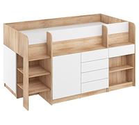 BIM Furniture Litera Smile L Muebles infantiles, juego de muebles para una habitación infantil, una cama con escritorio, estanterías, cajones: lado izquierdo (roble Sonoma/blanco)