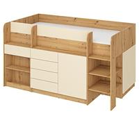 BIM Furniture Litera Smile P Muebles infantiles, Juego de muebles para una habitación infantil, una cama con escritorio, estanterías, cajones: lado derecho (roble artisano/crema)
