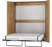 BIM Furniture - Sofá cama vertical Teddy de 160x200 cm, armario con cama plegable integrada, cama funcional con somier incluido (Roble burdeos)