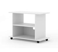 BIM Furniture Yogi - Soporte de TV con ruedas (80 x 60 x 40 cm, estante bajo con estantes, soporte moderno con orificio para cable, color blanco