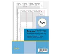 BIND B250827 - Recambio para calendario semanal A5, plantilla temporizador para calendario año 2027, 1 semana / 2 páginas, calendario con sistema, calendario para planificadores de sistemas bind y