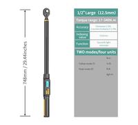BINGNU Llave dinamométrica, Llave dinamométrica digital con valores preestablecidos, precisión del 2%, aviso acústico y flash LED(17-340N.m)