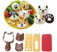 binxliuxo 5pcs/Set Cute Dog Bento Mold Sushi Nori Rice Ball Mold Lunch Maker Cute Animal Sushi Mold Kitchen DIY Bento Press Maker Sushi Cooking Tools