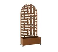 Biombo bernalda con jardinera diseño arco redondeado acero 190x82x38cm - marrón [casa.pro]