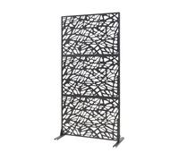 casa.pro Separador de Ambientes Poskind Patrón Decorativo Biombo Tabique para Interior (Hogar y Oficina) Estable Resistente Acero Galvanizado 200 x 100 x 50 cm - Negro