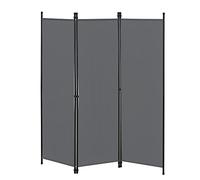 Biombo Separador de 3 Paneles Huesca 171 x 150 cm Decoración Interior contra Visión Mampara Lateral Protectora Pantalla Divisor de Habitaciones Acero Gris Oscuro