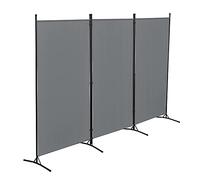 Biombo Separador de 3 Paneles Teruel 176 x 260 cm Decoración Interior contra Visión Mampara Lateral Protectora Pantalla Divisor de Habitaciones Gris Oscuro