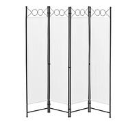 Biombo Separador de 4 Paneles Saragossa 171 x 160 cm Decoración Interior contra Visión Mampara Lateral Protectora Pantalla Divisor de Habitaciones Acero Blanco