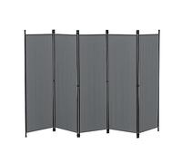 Biombo Separador de 5 Paneles Huesca 171 x 250 cm Decoración Interior contra Visión Mampara Lateral Protectora Pantalla Divisor de Habitaciones Acero Gris Oscuro
