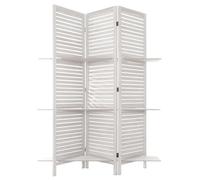 Biombo Separador De Ambientes Decoración 3 Paneles y 3 Estantes Librería Moderna Tiam Color Blanco