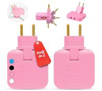 BIORYC ® |Pack 2| Enchufe Plano Pared Extraplano 180º, Ladrón Plano con 3 Tomas, Adaptador Enchufe Triple para Detrás de Muebles, Sofá, Cama, Mesita, Cocina y Oficina, Rosa