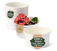 BIOZOYG 1000 piezas Cuencos para helado de cartón 150 ml blanco - vasos desechables sin plástico y reciclable - cuenco de postre para llevar