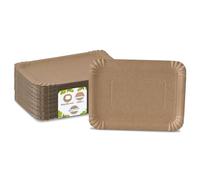 BIOZOYG Plato de papel cuadrado 1000 piezas I Plato desechable de cartón dúplex I Plato de aperitivo biodegradable de color natural I Tazón de papas fritas 16 x 23 cm rectangular