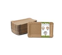 BIOZOYG Plato de papel cuadrado 250 piezas I Plato desechable de cartón dúplex I Plato de aperitivo biodegradable de color natural I Tazón de papas fritas 16 x 23 cm rectangular