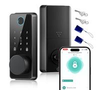 Biquole Cerradura inteligente para puerta delantera, cerradura de puerta de entrada sin llave con teclado, cerraduras electrónicas digitales con huella dactilar, control de aplicación por Bluetooth