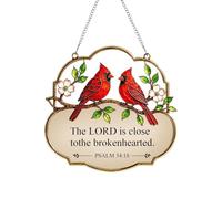Bird Suncatcher, Stained Glass Songbird Decor, Bible Verse Window Hanging