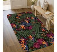 Birds of Paradise - Alfombra de área con helechos botánicos tropicales, hojas tropicales, verde de verano, antideslizante, para interiores, no se desprende, entrada, baño, cocina, puerta, decoración