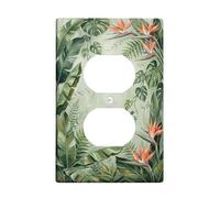 Birds of Paradise - Cubiertas dúplex para pared, diseño de helechos botánicos tropicales, hojas de helechos tropicales, color verde, tamaño estándar, para receptáculo decorativo para el hogar, sala de
