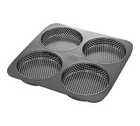 Birkmann 210387 - Molde de Acero al Carbono Perforado para 4 Hamburguesas con Revestimiento Antiadherente y Receta
