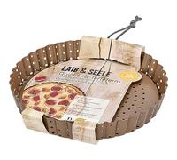 Birkmann 210547 Pan & Seele - Molde pequeño perforado para quiche, tarta y pizza, diámetro de 20 cm, con base de elevación suelta y acero al carbono de color bronce, con revestimiento antiadherente y