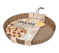 Birkmann 210554 - Molde perforado para quiche, tarta y pizza (25 cm de diámetro, base de elevación suelta, acero al carbono, revestimiento antiadherente y recetas)